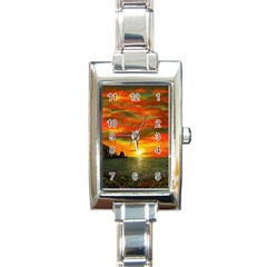 Alyssa s Sunset By Ave Hurley Artrevu - Rectangle Italian Charm Watch by ArtRave2