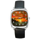 Alyssa s Sunset by Ave Hurley ArtRevu - Square Metal Watch Front