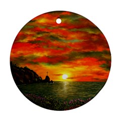 Alyssa s Sunset By Ave Hurley Artrevu - Round Ornament (two Sides)