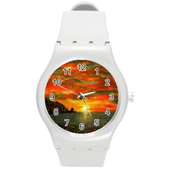 Alyssa s Sunset By Ave Hurley Artrevu - Round Plastic Sport Watch (m) by ArtRave2