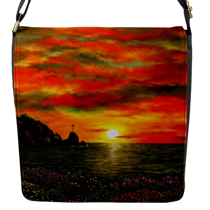 Alyssa s Sunset by Ave Hurley ArtRevu - Flap Closure Messenger Bag (S)