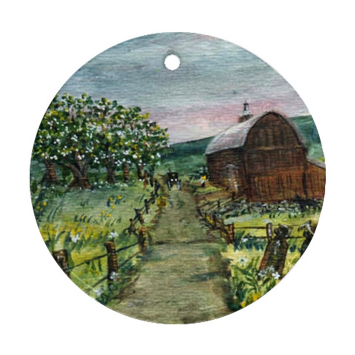  Amish Apple Blossoms  by Ave Hurley of ArtRevu ~ Ornament (Round)