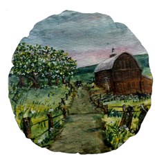  amish Apple Blossoms  By Ave Hurley Of Artrevu   Large 18  Premium Round Cushion  by ArtRave2