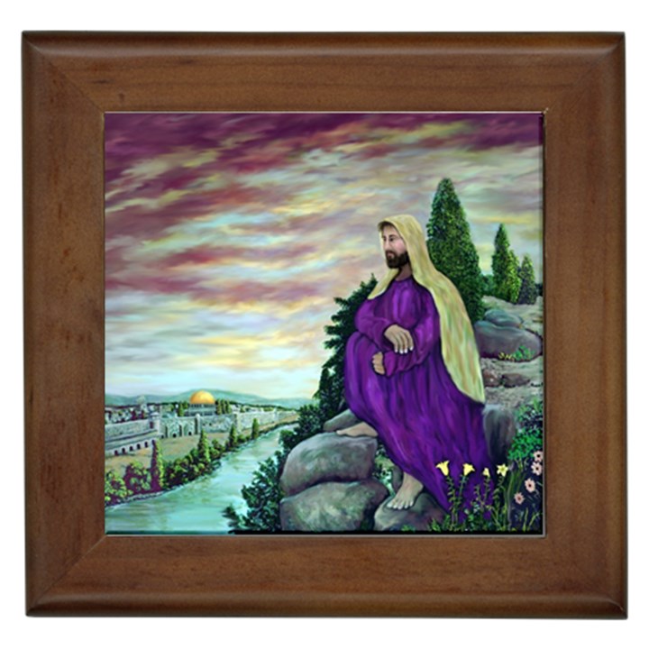 Jesus Overlooking Jerusalem - Ave Hurley - ArtRave - Framed Ceramic Tile