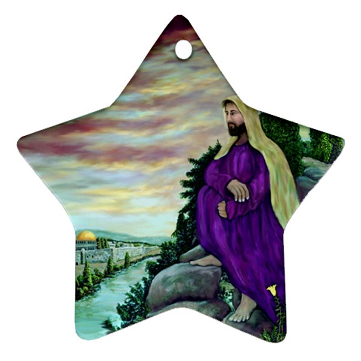 Jesus Overlooking Jerusalem - Ave Hurley - ArtRave - Star Ornament