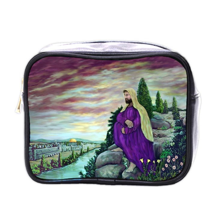 Jesus Overlooking Jerusalem - Ave Hurley - ArtRave - Mini Travel Toiletry Bag (One Side)