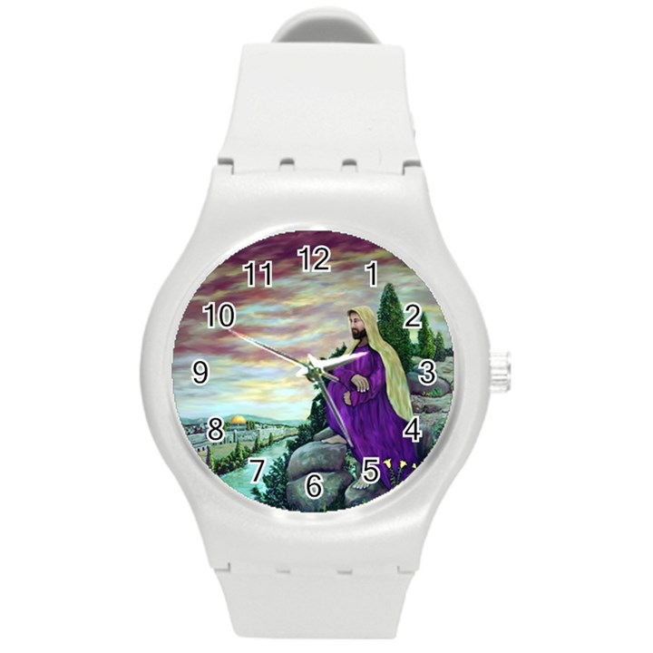 Jesus Overlooking Jerusalem - Ave Hurley - ArtRave - Plastic Sport Watch (Medium)