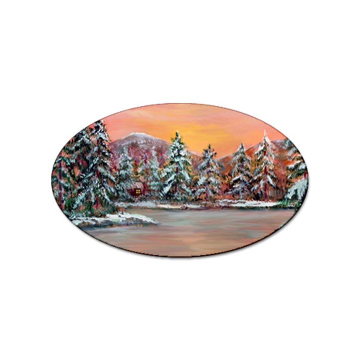  Jane s Winter Sunset   by Ave Hurley of ArtRevu ~ Sticker Oval (100 pack)