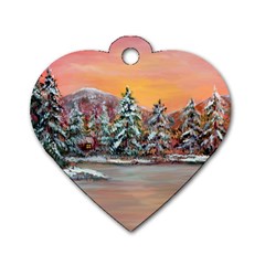  jane s Winter Sunset   By Ave Hurley Of Artrevu   Dog Tag Heart (one Side)