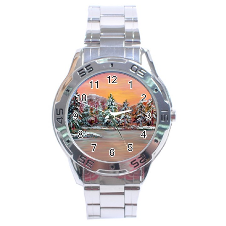  Jane s Winter Sunset   by Ave Hurley of ArtRevu ~ Stainless Steel Analogue Watch