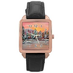  jane s Winter Sunset   By Ave Hurley Of Artrevu   Rose Gold Leather Watch 