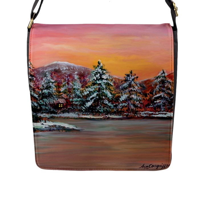  Jane s Winter Sunset   by Ave Hurley of ArtRevu ~ Flap Closure Messenger Bag (L)