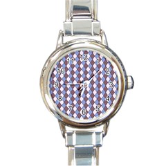 Allover Graphic Blue Brown Round Italian Charm Watch by ImpressiveMoments