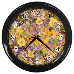 Spring Flowers Effect Wall Clock (Black)