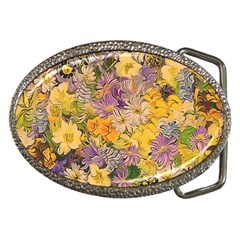 Spring Flowers Effect Belt Buckle (oval) by ImpressiveMoments
