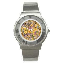 Spring Flowers Effect Stainless Steel Watch (Slim)