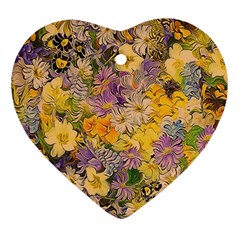 Spring Flowers Effect Heart Ornament (Two Sides)