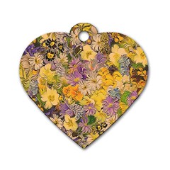 Spring Flowers Effect Dog Tag Heart (one Sided)  by ImpressiveMoments