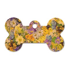 Spring Flowers Effect Dog Tag Bone (Two Sided)