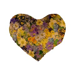Spring Flowers Effect 16  Premium Heart Shape Cushion 