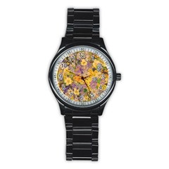 Spring Flowers Effect Sport Metal Watch (Black)
