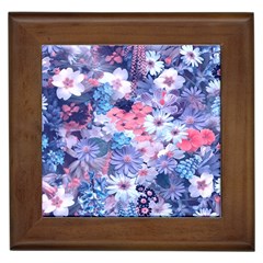 Spring Flowers Blue Framed Ceramic Tile by ImpressiveMoments