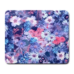 Spring Flowers Blue Large Mouse Pad (rectangle) by ImpressiveMoments