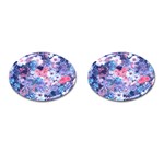 Spring Flowers Blue Cufflinks (Oval) Front(Pair)