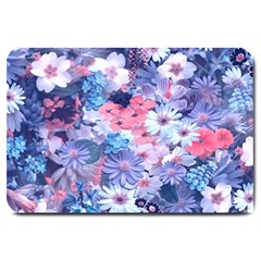 Spring Flowers Blue Large Door Mat by ImpressiveMoments