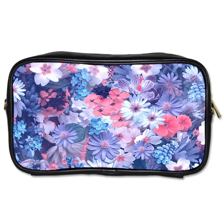 Spring Flowers Blue Travel Toiletry Bag (One Side)