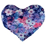 Spring Flowers Blue 19  Premium Heart Shape Cushion Back