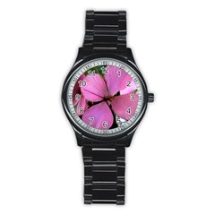 Pink Flower Sport Metal Watch (black) by WonderfulDreamPicture