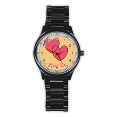 I Miss You Sport Metal Watch (black) by WonderfulDreamPicture