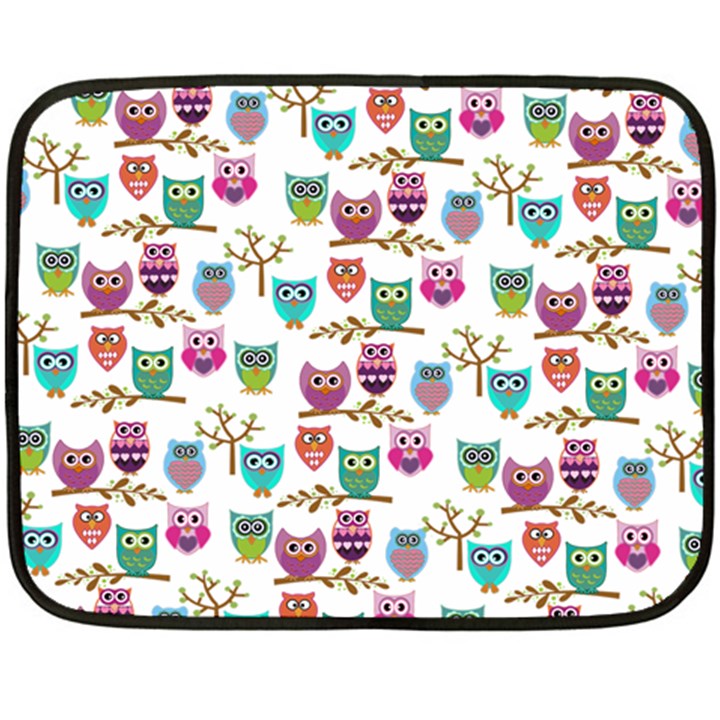 Happy Owls Mini Fleece Blanket (Two Sided)