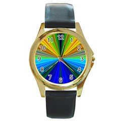 Design Round Leather Watch (gold Rim)  by Siebenhuehner