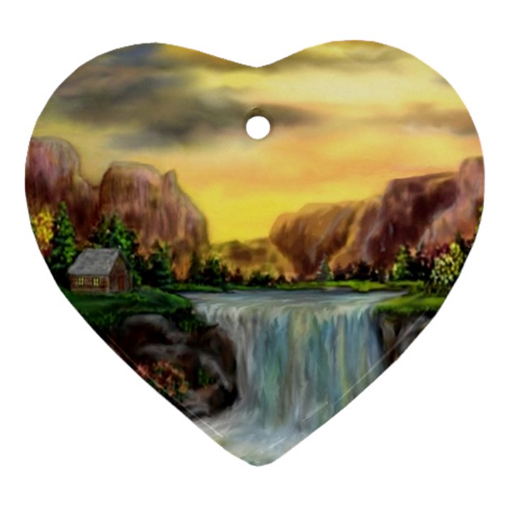 Brentons Waterfall - Ave Hurley - ArtRave - Heart Ornament