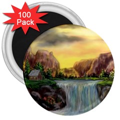 Brentons Waterfall - Ave Hurley - Artrave - 3  Button Magnet (100 Pack)