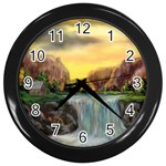 Brentons Waterfall - Ave Hurley - ArtRave - Wall Clock (Black) Front