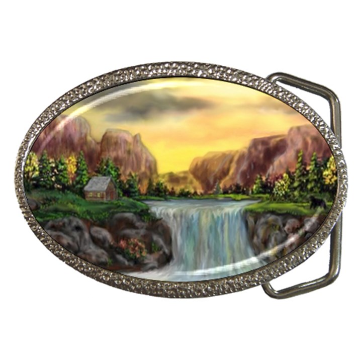 Brentons Waterfall - Ave Hurley - ArtRave - Belt Buckle (Oval)