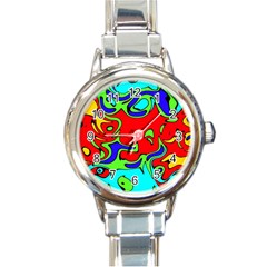 Abstract Round Italian Charm Watch by Siebenhuehner