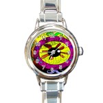 Abstract Round Italian Charm Watch Front