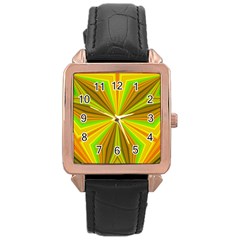 Abstract Rose Gold Leather Watch 