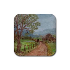  amish Buggy Going Home  By Ave Hurley Of Artrevu   Rubber Coaster (square) by ArtRave2