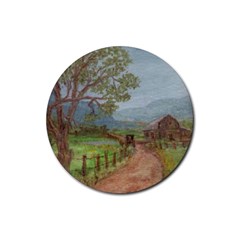  amish Buggy Going Home  By Ave Hurley Of Artrevu   Rubber Round Coaster (4 Pack) by ArtRave2