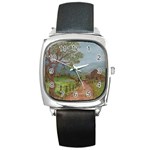  Amish Buggy Going Home  by Ave Hurley of ArtRevu ~ Square Metal Watch Front