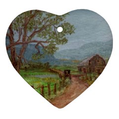  amish Buggy Going Home  By Ave Hurley Of Artrevu   Heart Ornament (two Sides) by ArtRave2