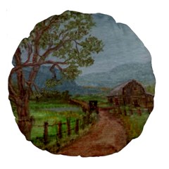  amish Buggy Going Home  By Ave Hurley Of Artrevu   Large 18  Premium Round Cushion  by ArtRave2