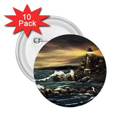  bridget s Lighthouse   By Ave Hurley Of Artrevu   2 25  Button (10 Pack)