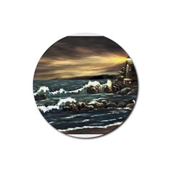  bridget s Lighthouse   By Ave Hurley Of Artrevu   Rubber Round Coaster (4 Pack)