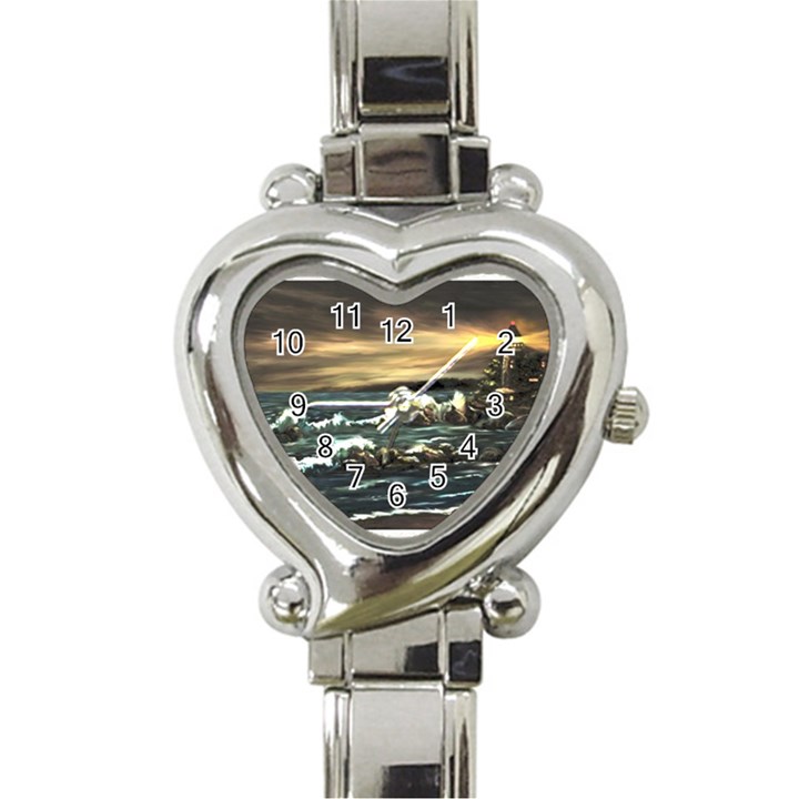  Bridget s Lighthouse   by Ave Hurley of ArtRevu ~ Heart Italian Charm Watch